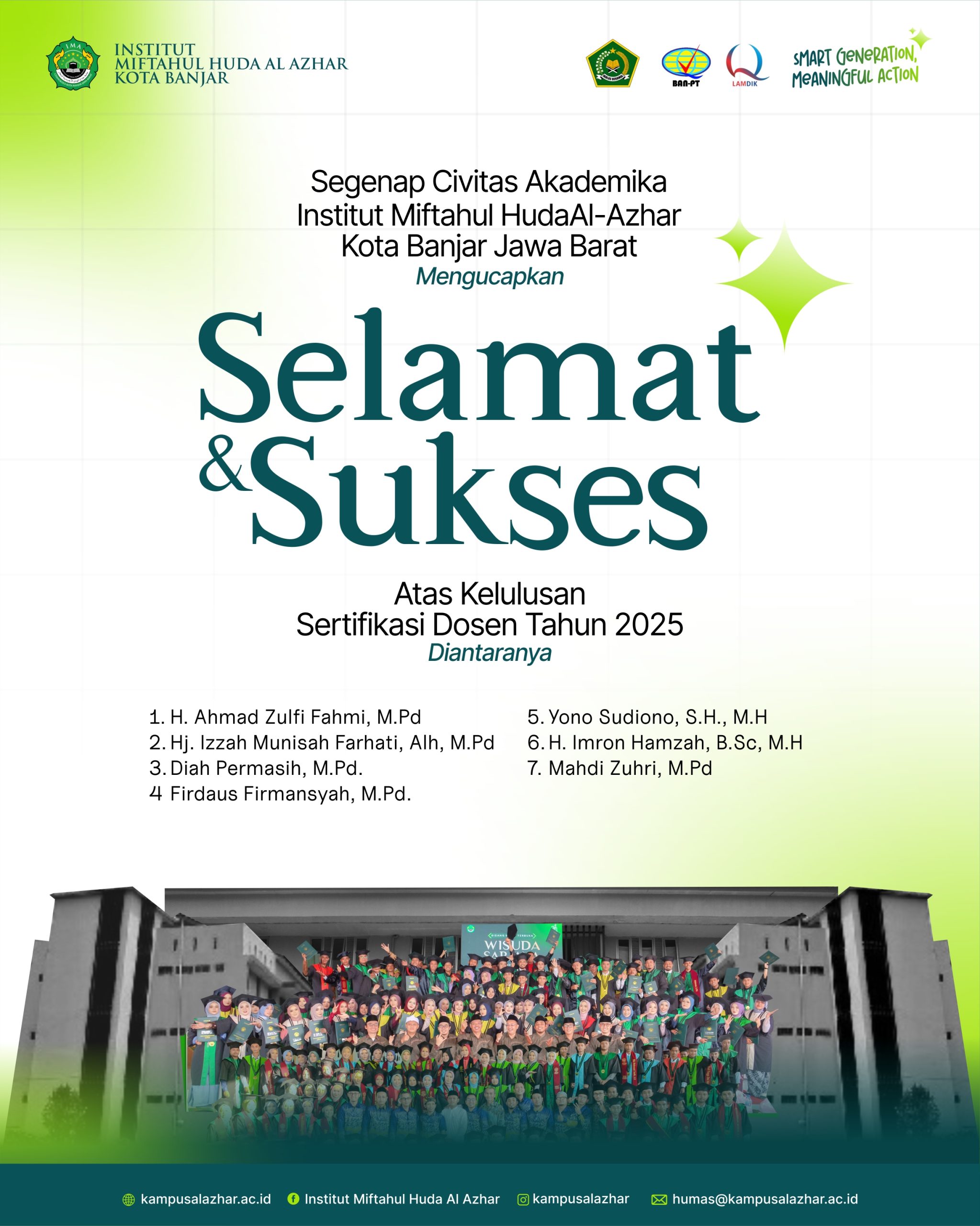 Tujuh Dosen IMA Al-Azhar Kota Banjar Lulus Sertifikasi 2025, Rektor Dr. KH. Muharir Abdurrohim: Bukti Mutu dan Profesionalisme
